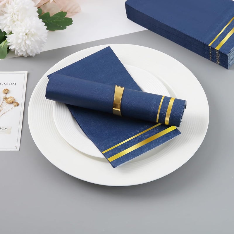 Tamone 100PCS 3-Ply Navy Blue Napkins - Premium Quality Disposable Napkins Soft and Absorbent for Wedding Party Birthday - Image 5